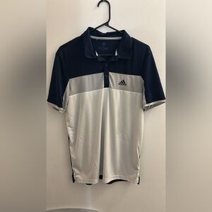 Adidas Men's Polo Shirt in Dark Blue and Light Gray